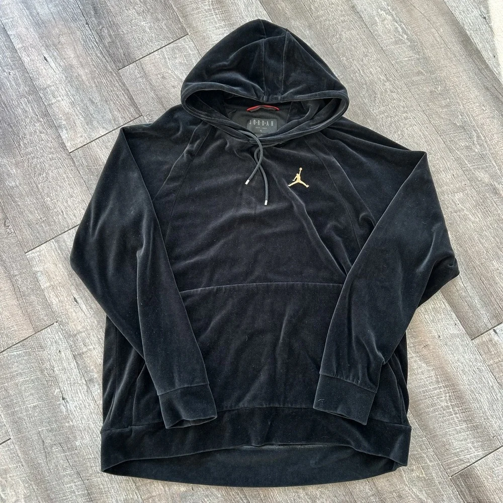 Nike Air Jordan Black Velour Hoodie (2017 Holiday) Men XL NBA Basketball hoodie